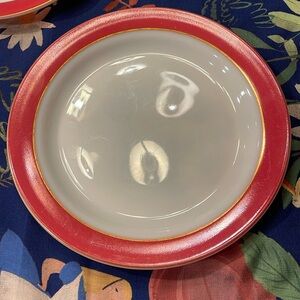 12” Large Vintage Pyrex milk glass Flamingo Pink rim Plate Round Platter